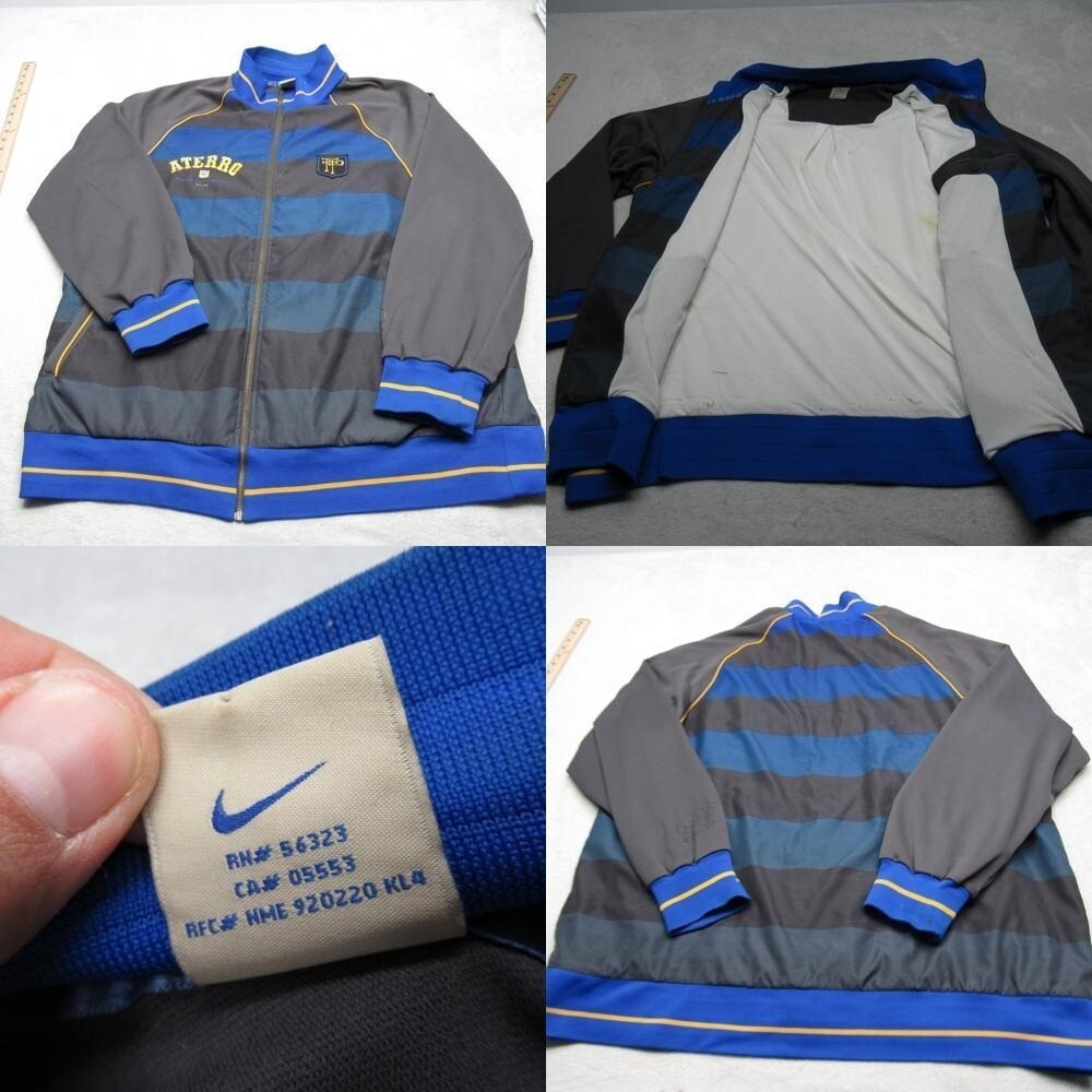 Nike BRS Products Jacket Men XXL Blue Striped Full Zip Track Logo VTG 80s RARE